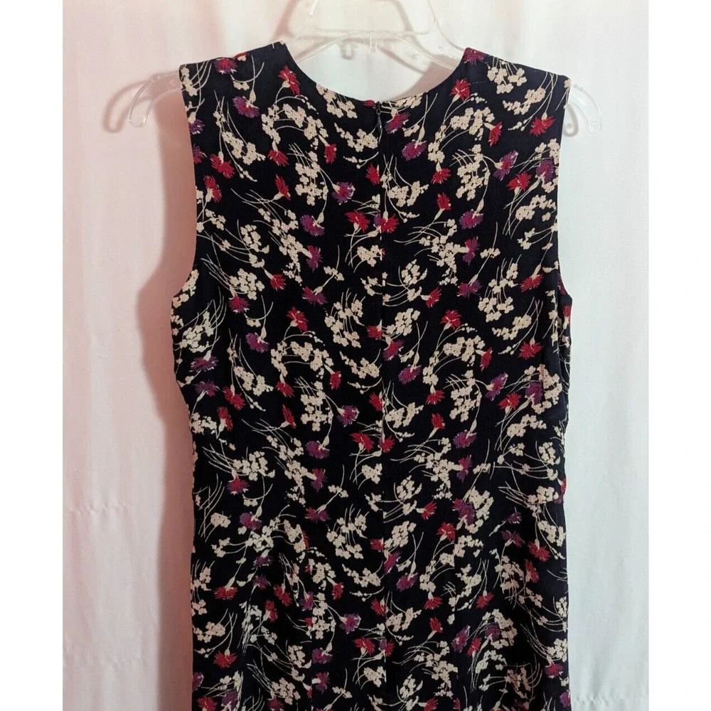 y2k Jones New York Navy Floral Silk Midi Dress Size 8 M1 Cottage Romantic
